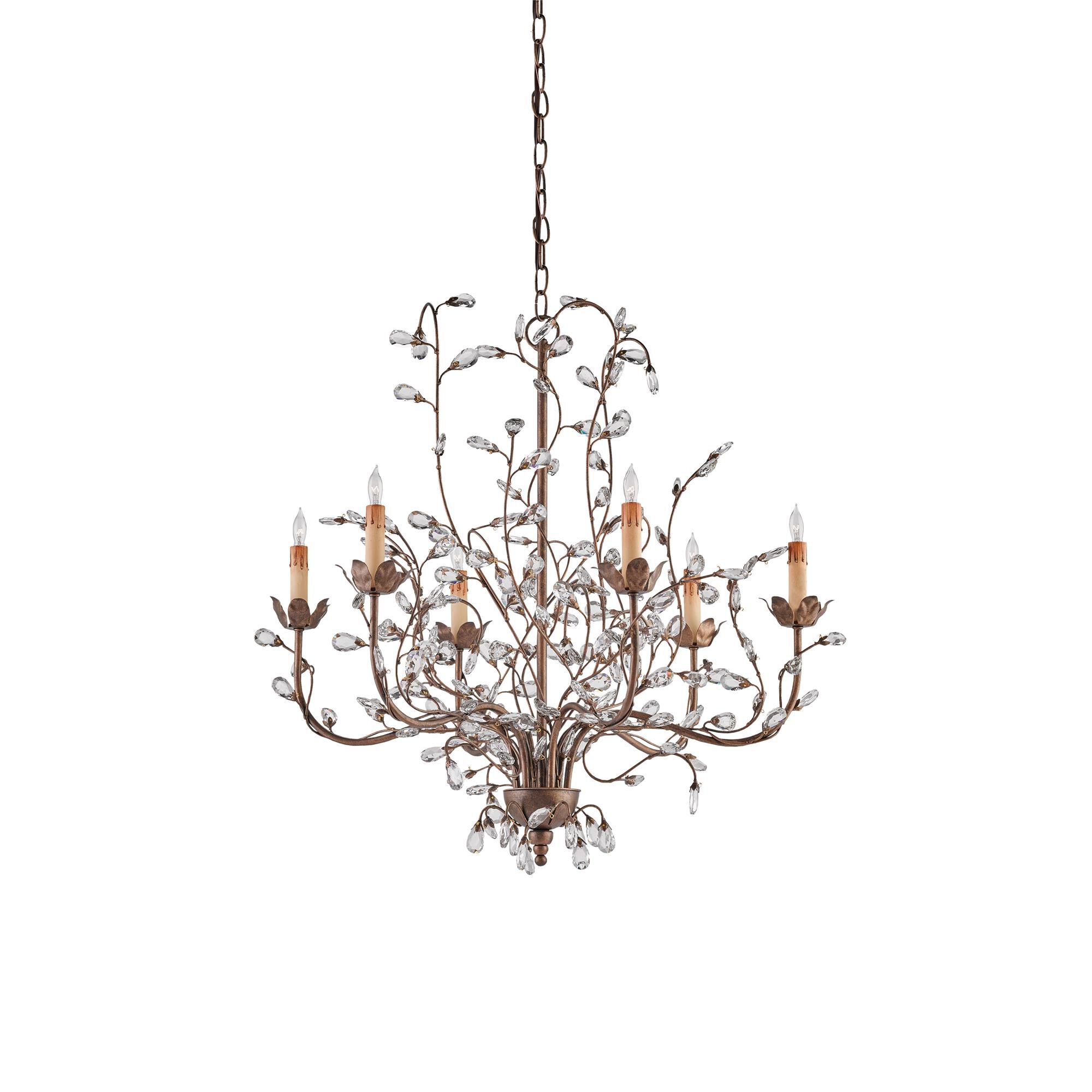 Crystal Bud 28 Inch 6 Light Chandelier,